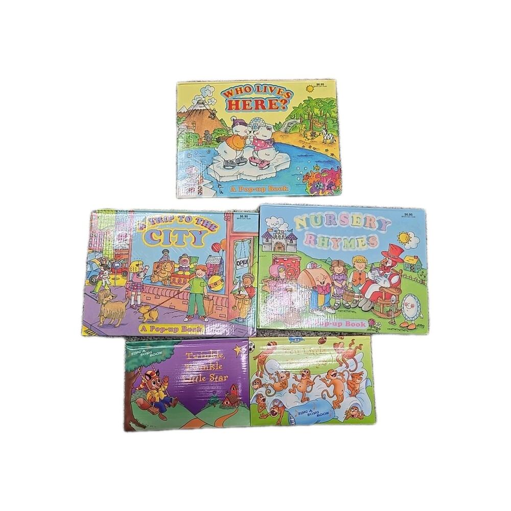 Lot of 5 VTG Various Authors Nursery Rhymes Pop-Up Hardcover Children's Books